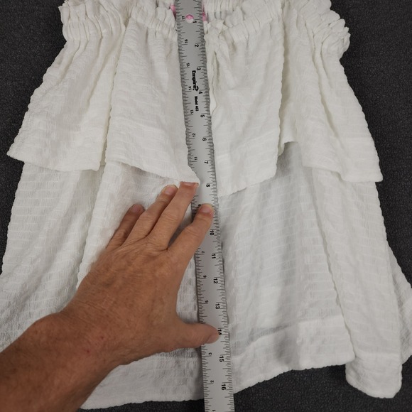 Lilly Pulitzer White Tiered‎ Ruffle Spaghetti Strap Tank Top M - Picture 2 of 9